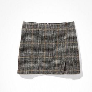 American Eagle Outfitters Brown and Tan Plaid Mini Skirt